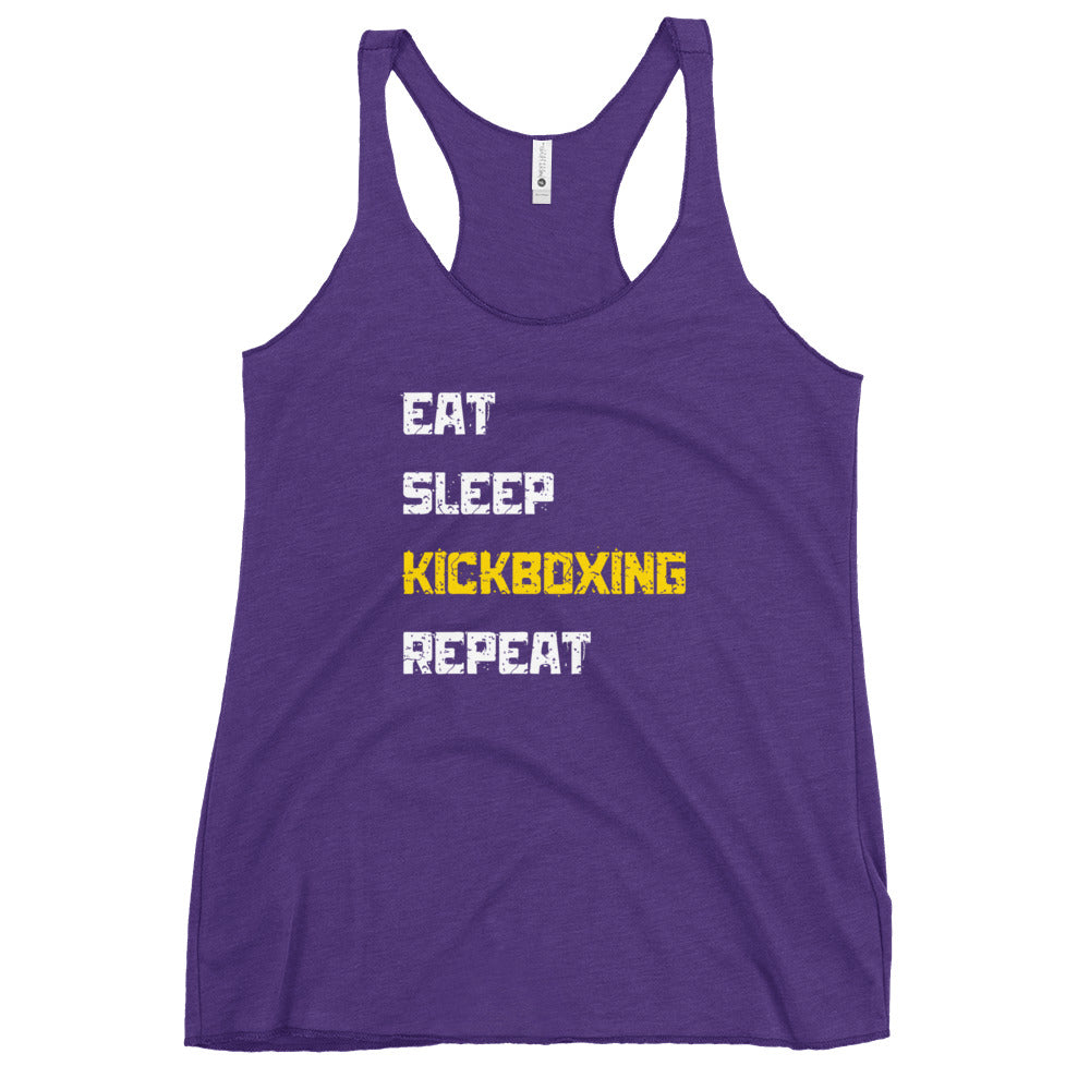 "Eat Sleep Kickboxing Repeat" Women's Racerback Tank