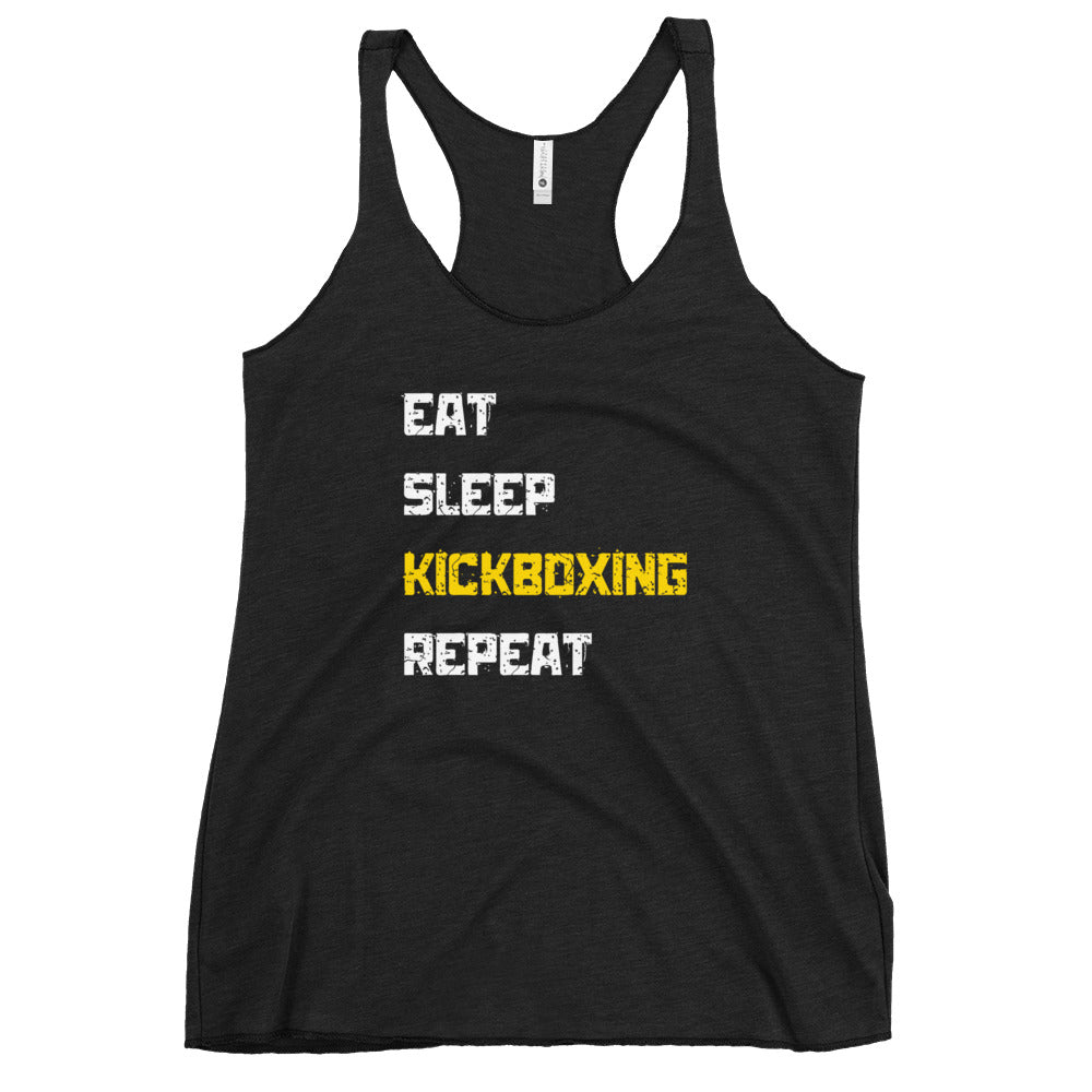 "Eat Sleep Kickboxing Repeat" Women's Racerback Tank