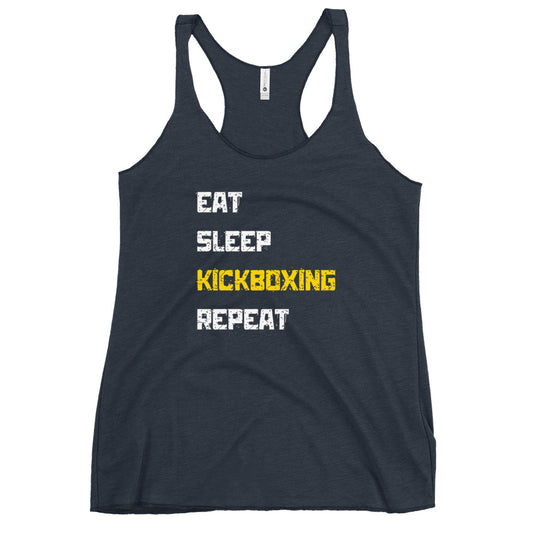 "Eat Sleep Kickboxing Repeat" Women's Racerback Tank