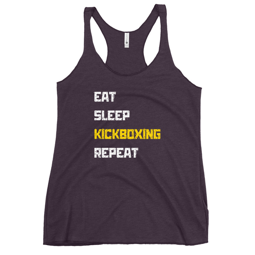 "Eat Sleep Kickboxing Repeat" Women's Racerback Tank