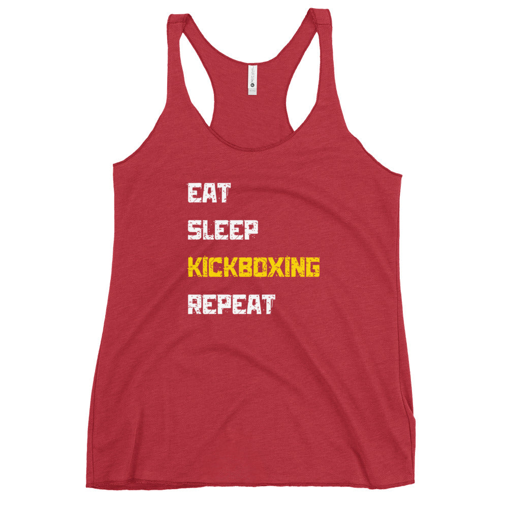"Eat Sleep Kickboxing Repeat" Women's Racerback Tank