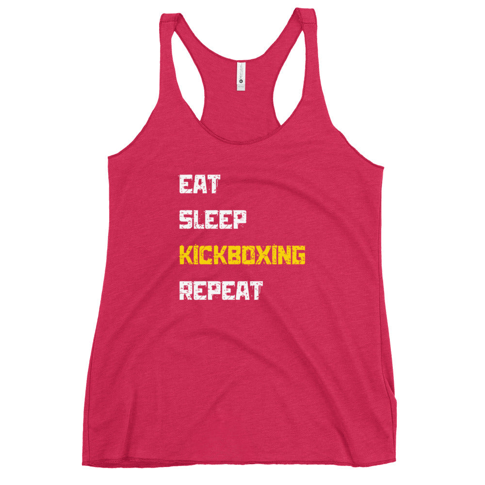 "Eat Sleep Kickboxing Repeat" Women's Racerback Tank