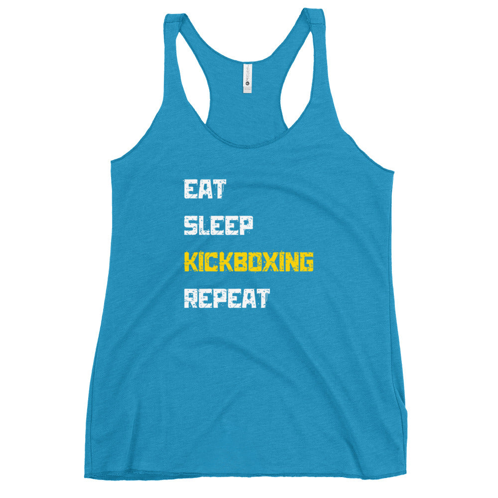 "Eat Sleep Kickboxing Repeat" Women's Racerback Tank