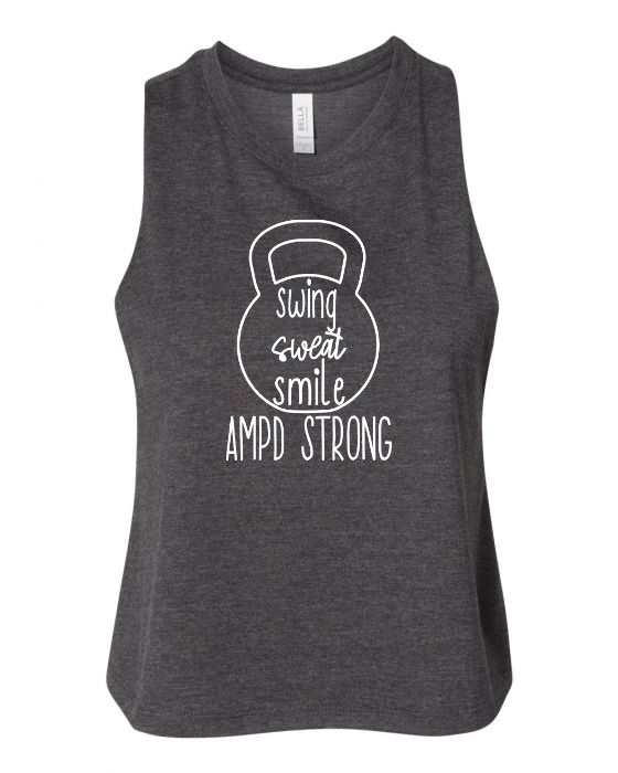 "Swing Sweat Smile" Racerback Cropped Tank (Women's)