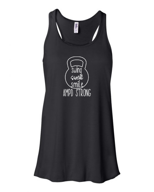 "Swing Sweat Smile" Flowy Racerback Tank (Women's)