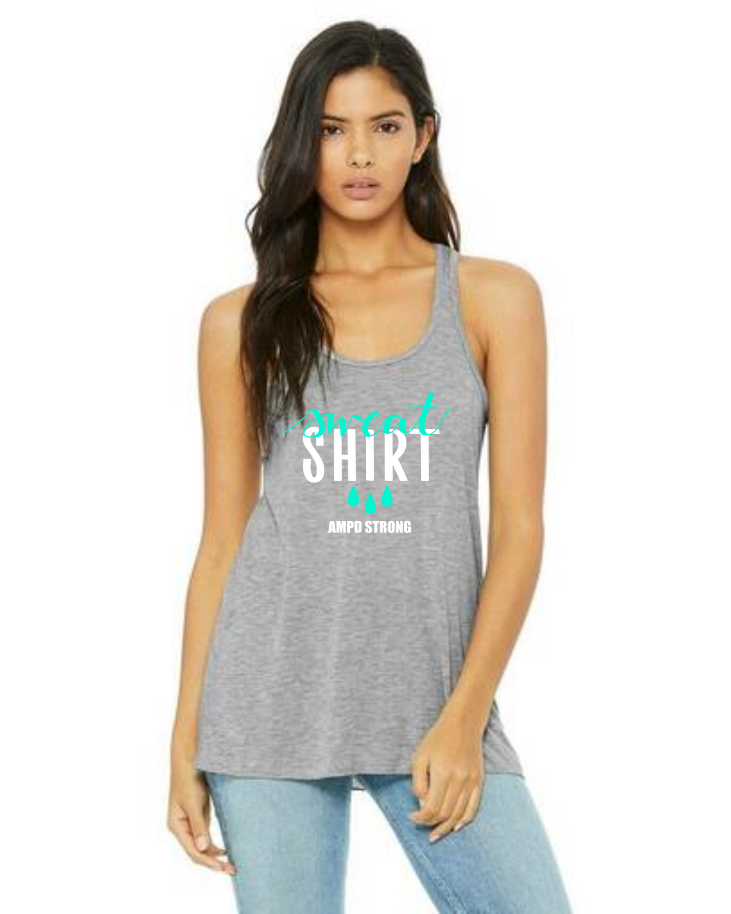 "Sweat Shirt"  Flowy Racerback Tank Top