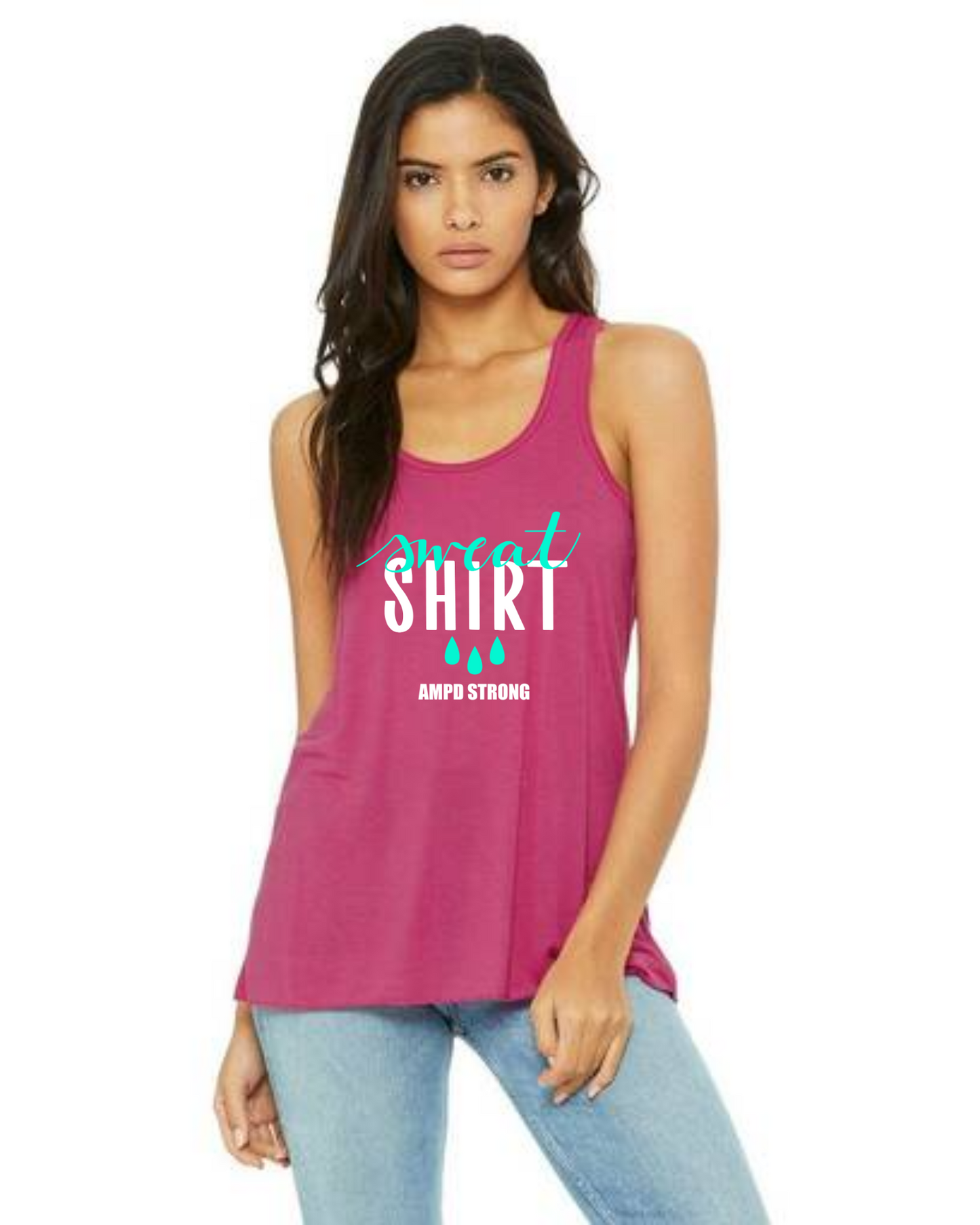 "Sweat Shirt"  Flowy Racerback Tank Top
