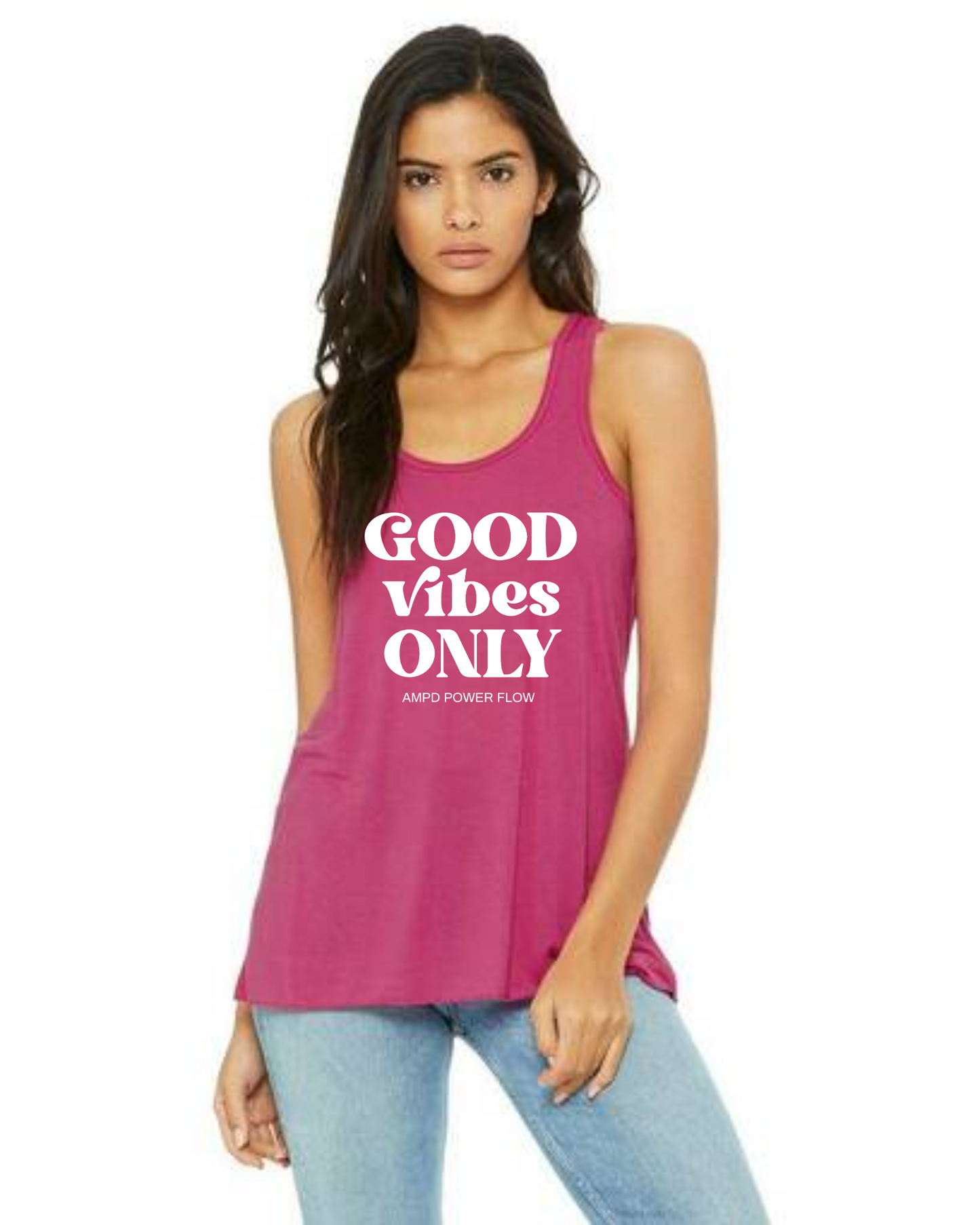 "Good Vibes Only"  Flowy Racerback Tank Top