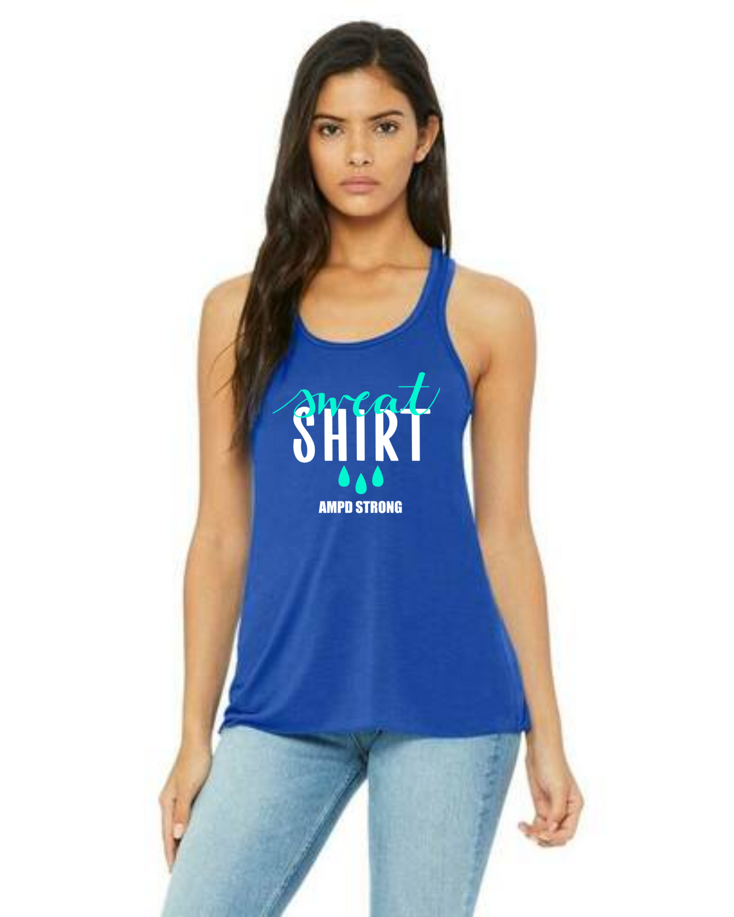 "Sweat Shirt"  Flowy Racerback Tank Top